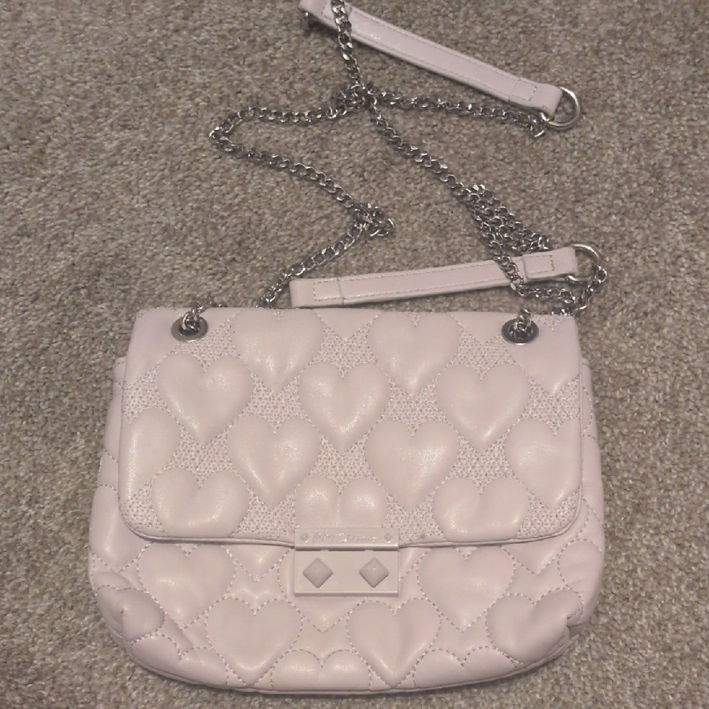 Betsey Johnson Lavender Quilted Heart Shoulder Bag